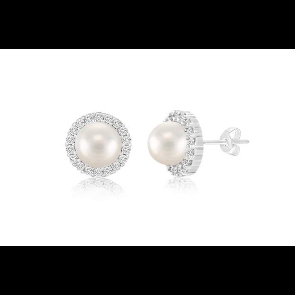 NEW FreshwaterPearl Halo Stud Earrings *38 stones